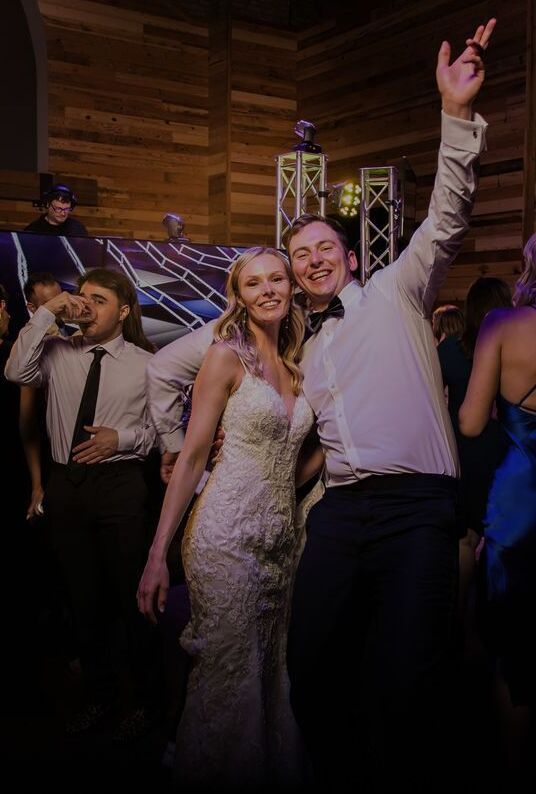 A lively wedding reception, with DJ service provided by Powerplay DJ